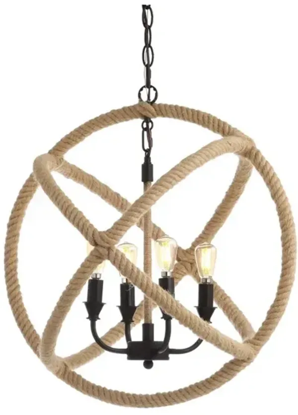 Soka Adjustable Globe Metal/Rope LED Pendant