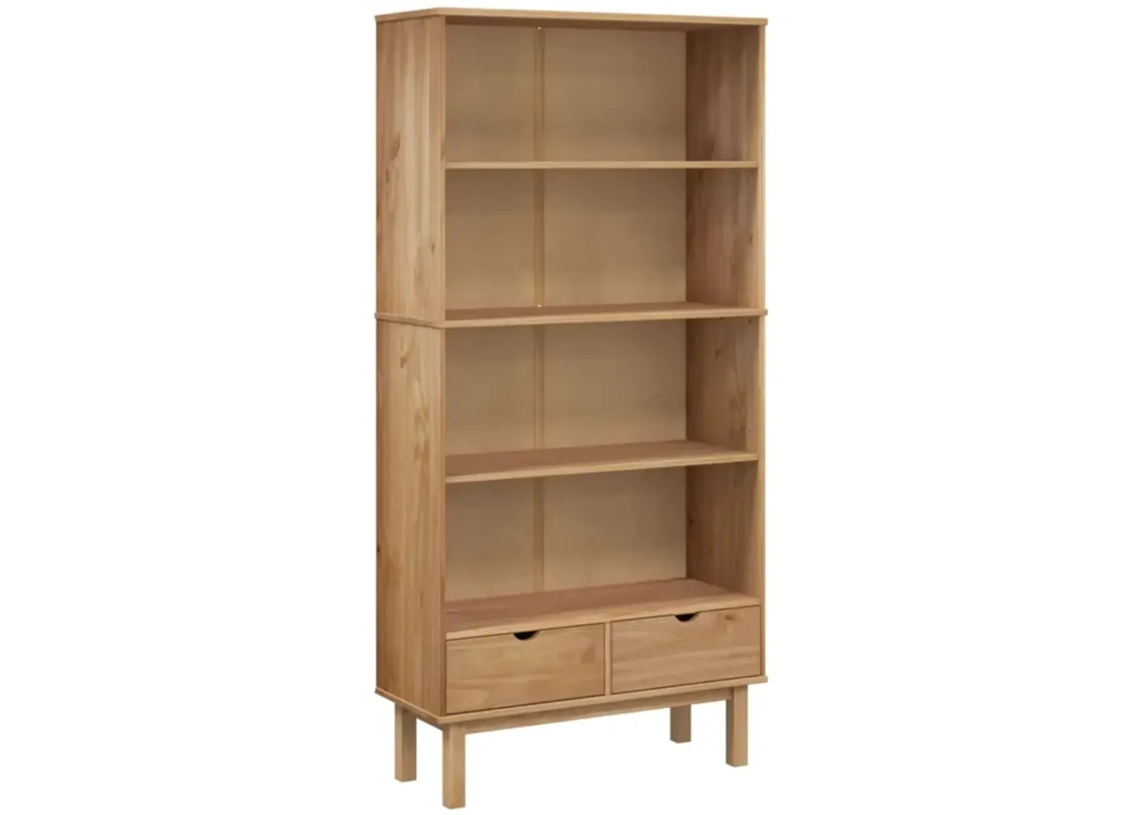 vidaXL Bookcase OTTA with 2 Drawers Brown Solid Wood Pine