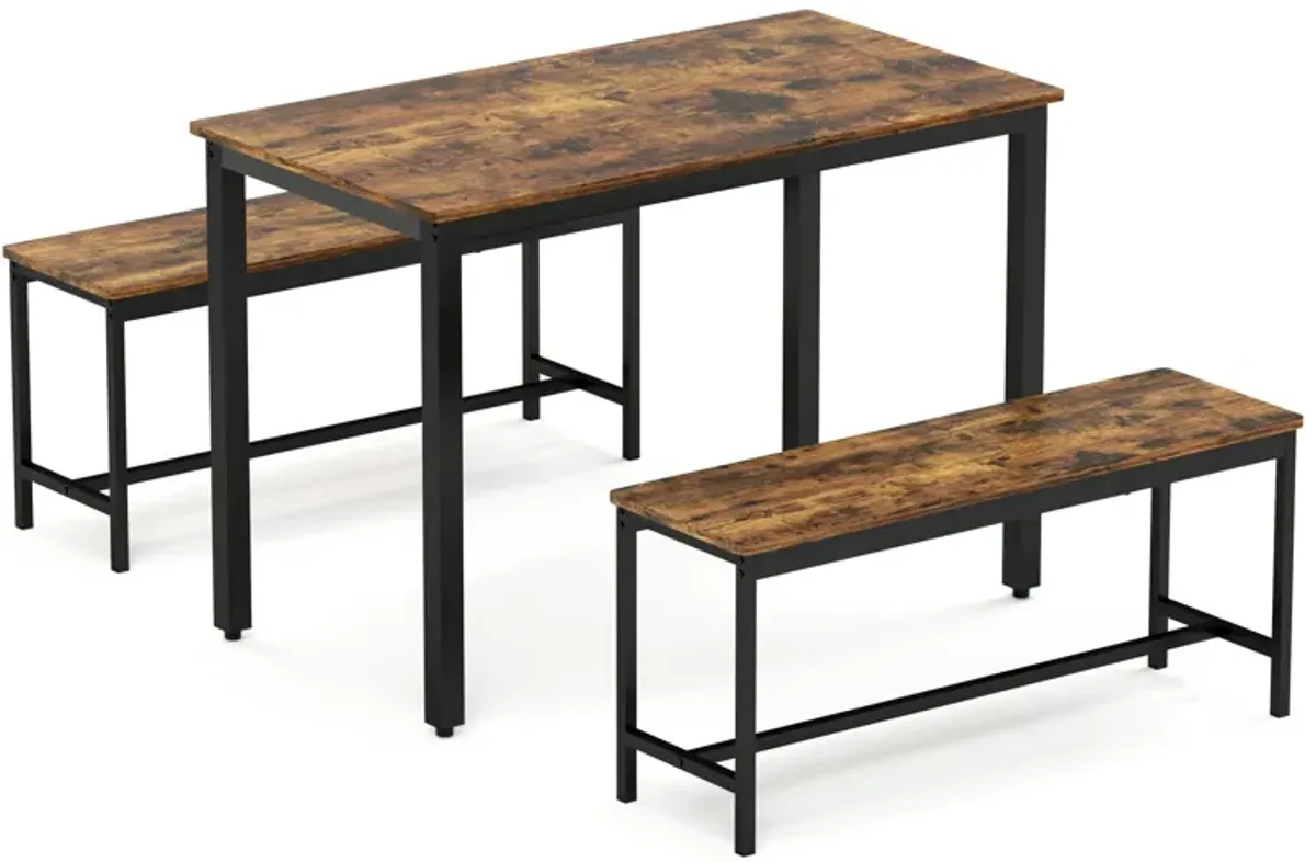 Merax 3 Pieces Dining Table  Bench Set