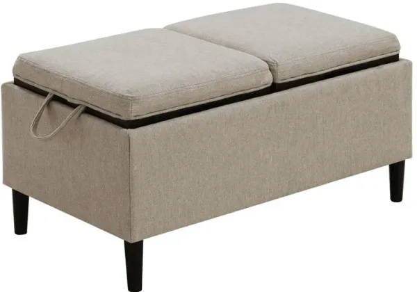Convenience Concepts Designs4Comfort Magnolia Storage Ottoman with Reversible Trays, Soft Beige Fabric