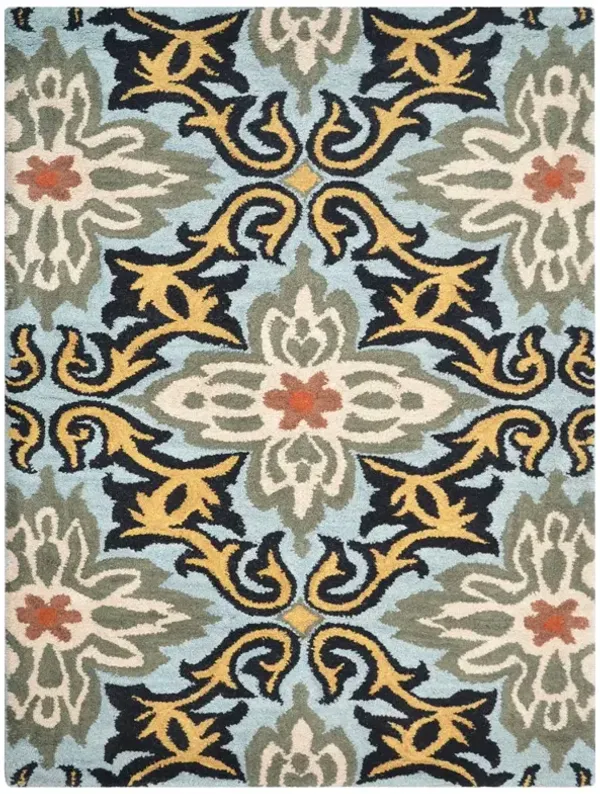 RUGSOTIC CARPETS HAND TUFTED WOOL ECO-FRIENDLY AREA RUGS  - 8'x10', Rectangle Shape, Blue, Floral Modern Design, High Pile Thick Handmade Anti Skid Area Rugs for Living Room, Bed Room (K00722)