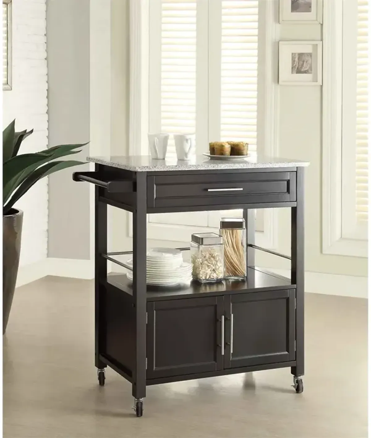 Linon Cameron Kitchen Cart With Granite Top