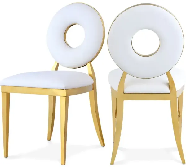 Meridian Furniture Carousel White Vegan Leather Dining Chair, Set of 2
