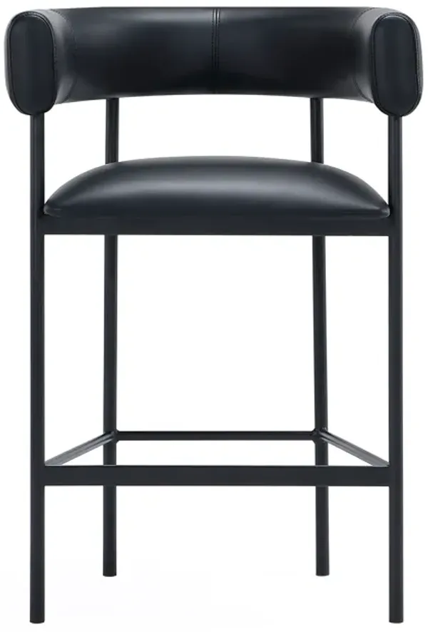 Onda Metal Vegan Leather Counter Stool in Black