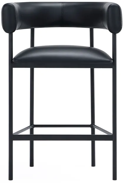 Onda Metal Vegan Leather Counter Stool in Black