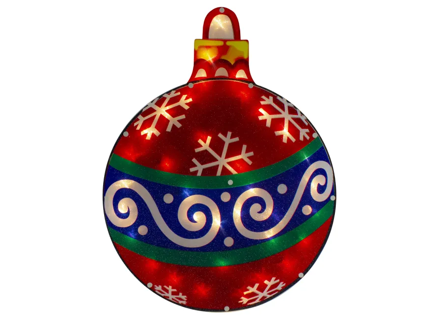 19.5" Lighted Red Christmas Ornament Window Silhouette