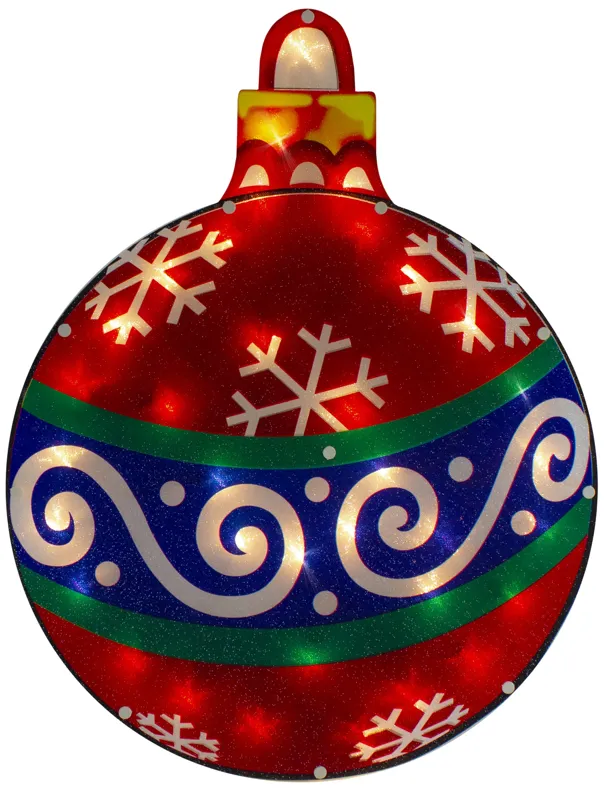 19.5" Lighted Red Christmas Ornament Window Silhouette