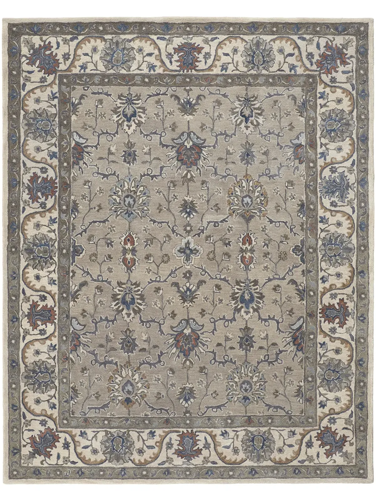 Rylan 8640F Taupe/Ivory/Blue 9' x 12' Rug