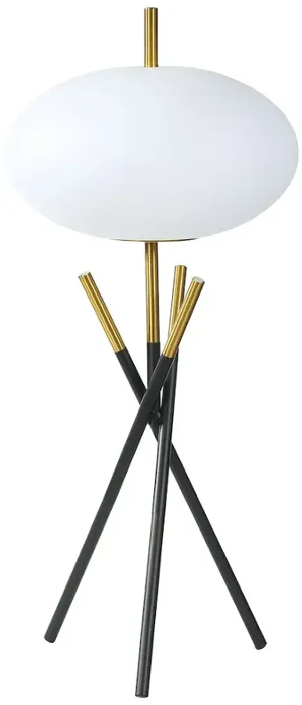 Layton White Orb Shade Tripod Table Lamp Black