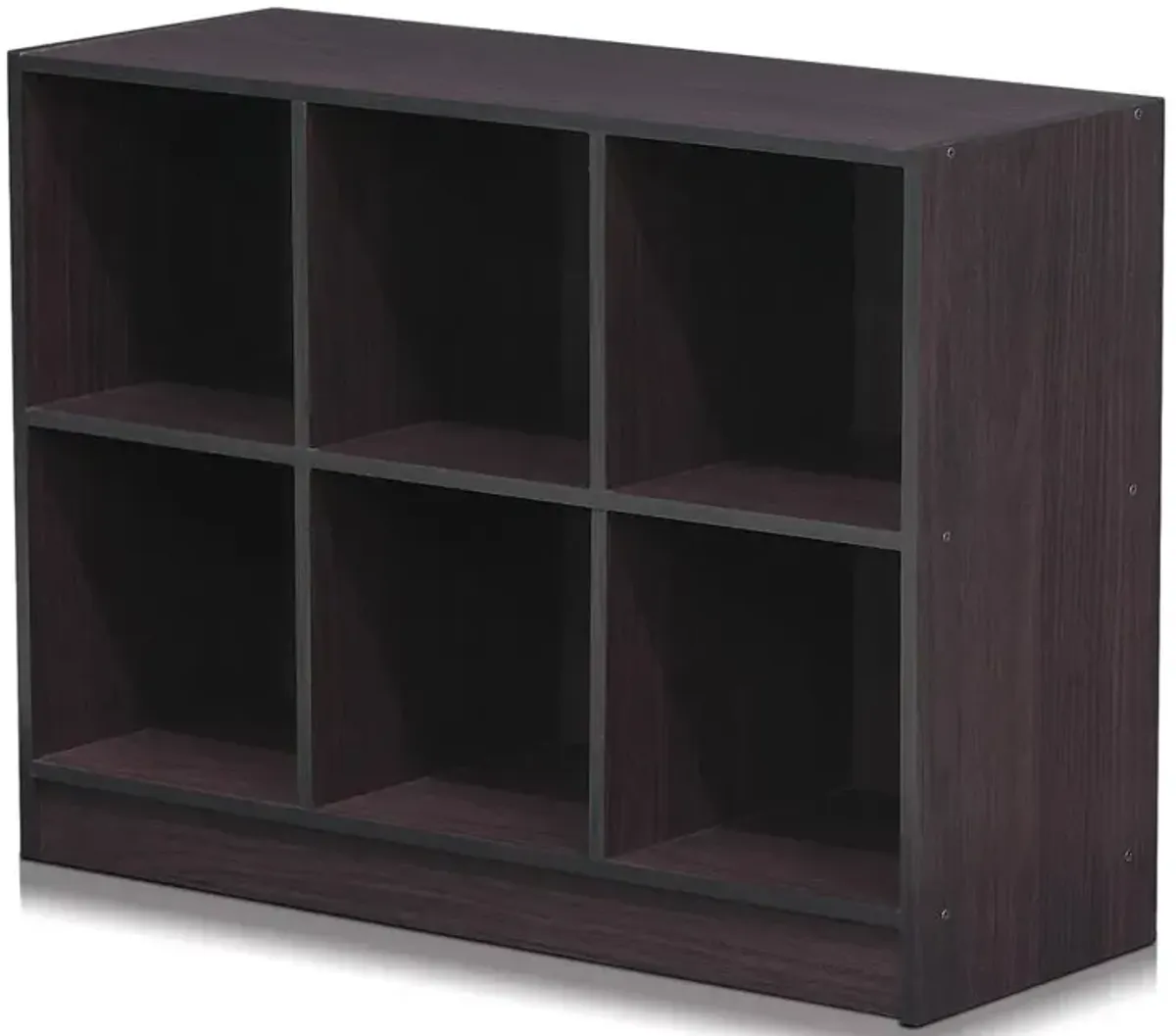 Furinno 99940DWN Basic 3x2 Bookcase Storage w/Bins, Dark Walnut