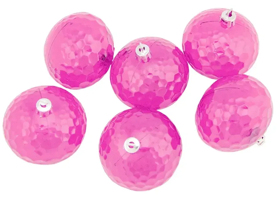 6ct Transparent Pink Shatterproof Disco Ball Christmas Ornaments 2.5" (60mm)