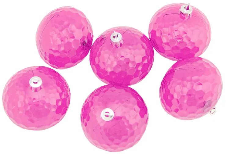 6ct Transparent Pink Shatterproof Disco Ball Christmas Ornaments 2.5" (60mm)