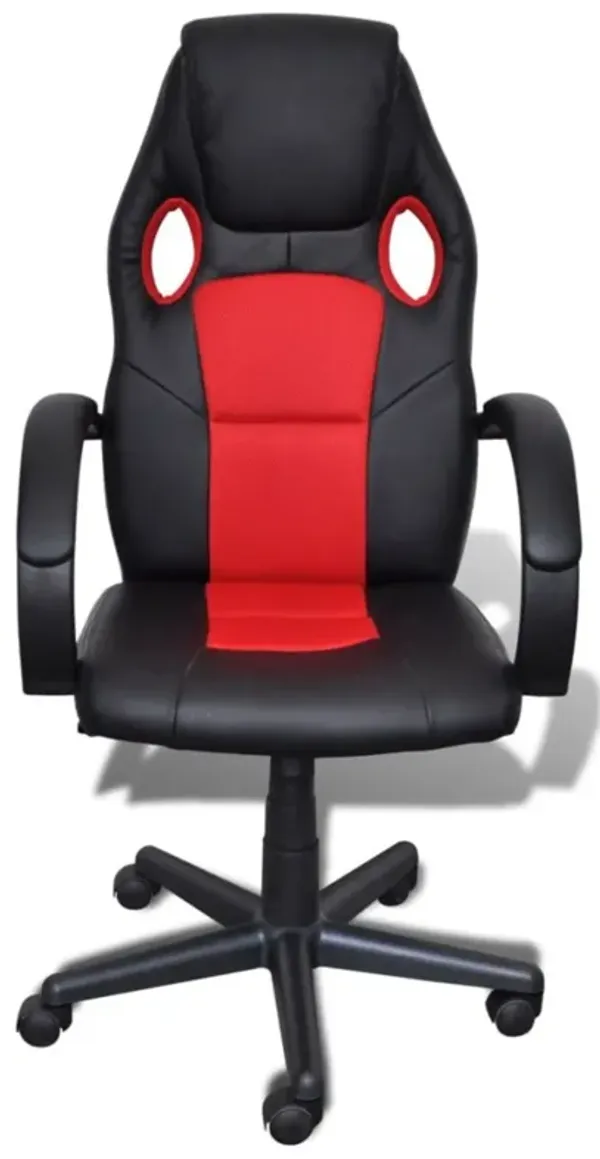 Artificial Leather Office Chair Height Adjustable Swivel Red