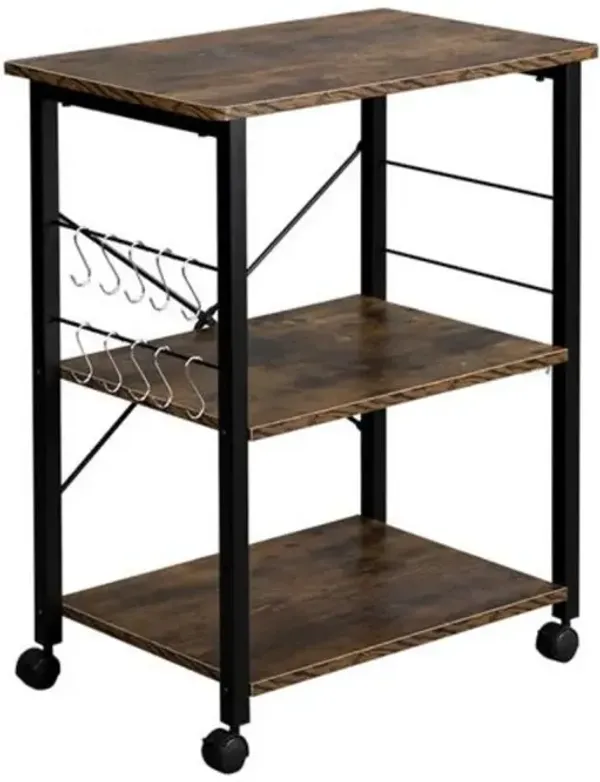 3-Tier Baker's Rack Kitchen Utility Storage Cart for Microwave Oven & Essentials