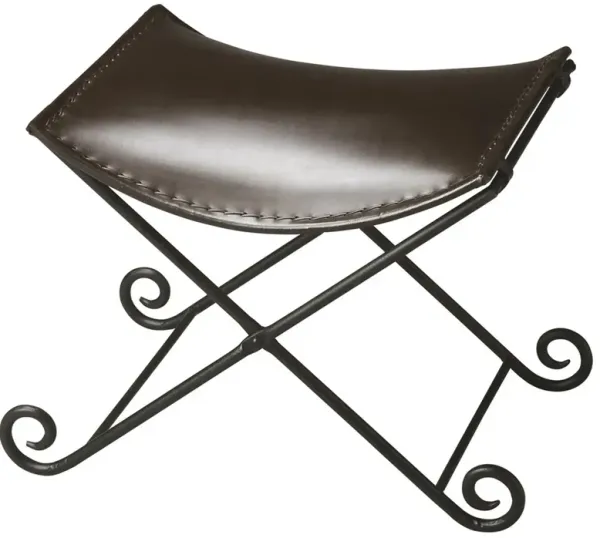 Hivvago Dark Brown Leather And Metal Stool