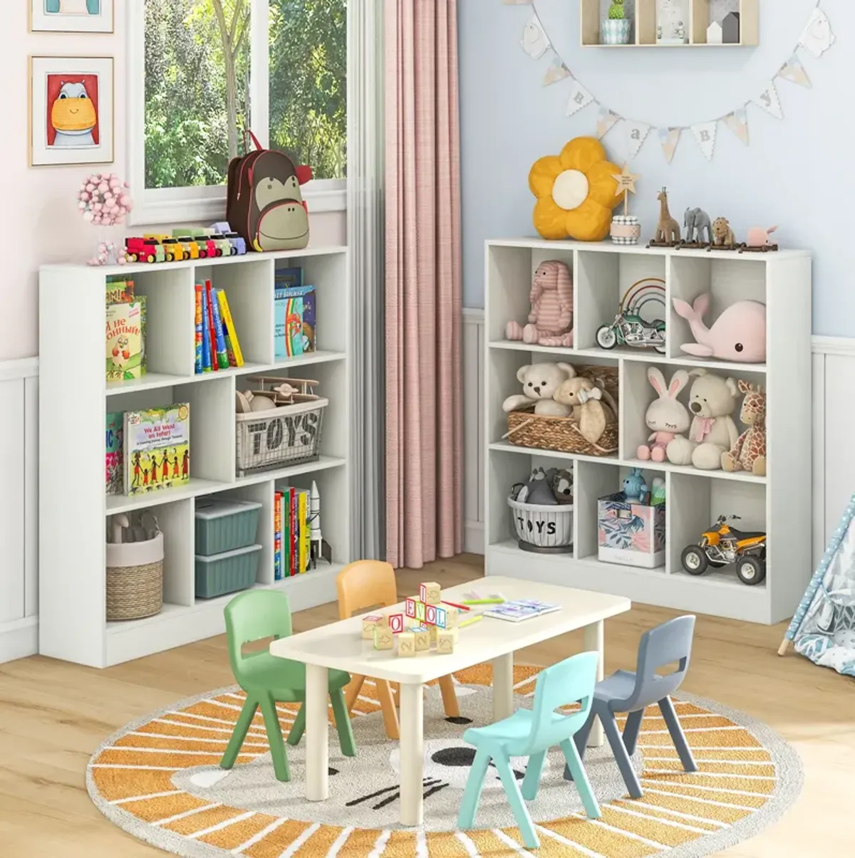 41 Inches 8-Cube Freestanding Bookcase for Kids-White