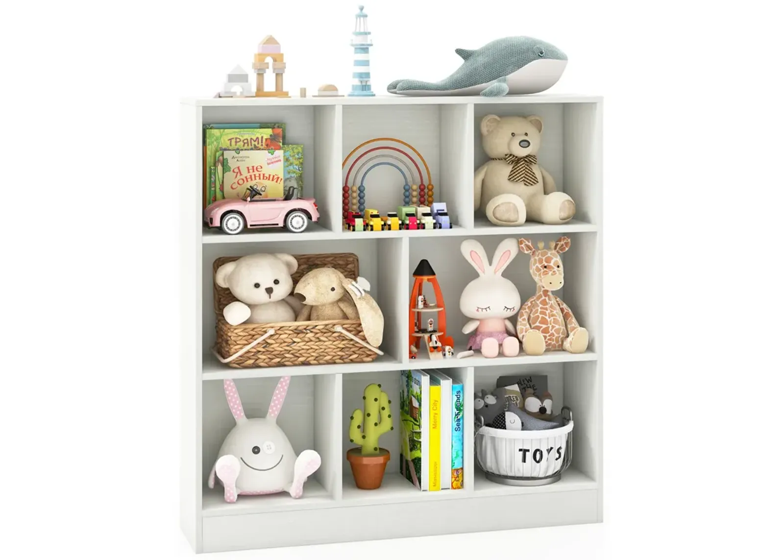 41 Inches 8-Cube Freestanding Bookcase for Kids-White