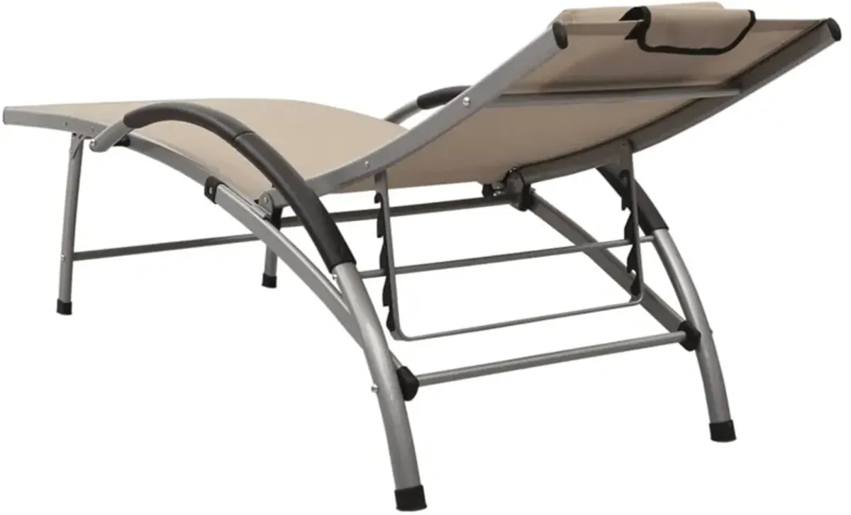 vidaXL Adjustable Sun Lounger - Cream Textilene and Aluminum Patio Garden Sunbed - Perfect for Pool Deck, Outdoor Spaces