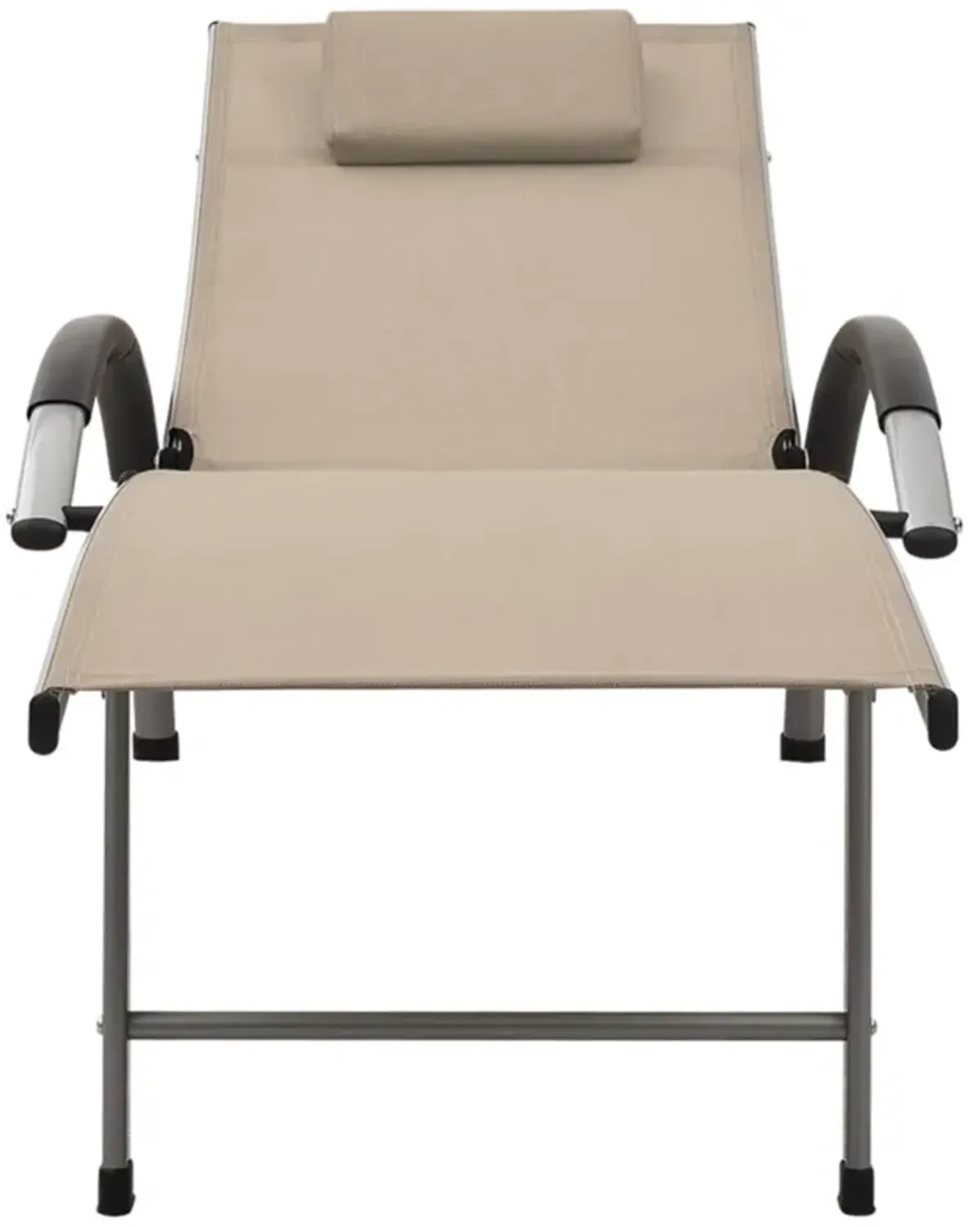 vidaXL Adjustable Sun Lounger - Cream Textilene and Aluminum Patio Garden Sunbed - Perfect for Pool Deck, Outdoor Spaces