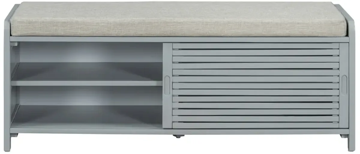 Merax Distressed Shutter Storage Bench with Acacia Veneer