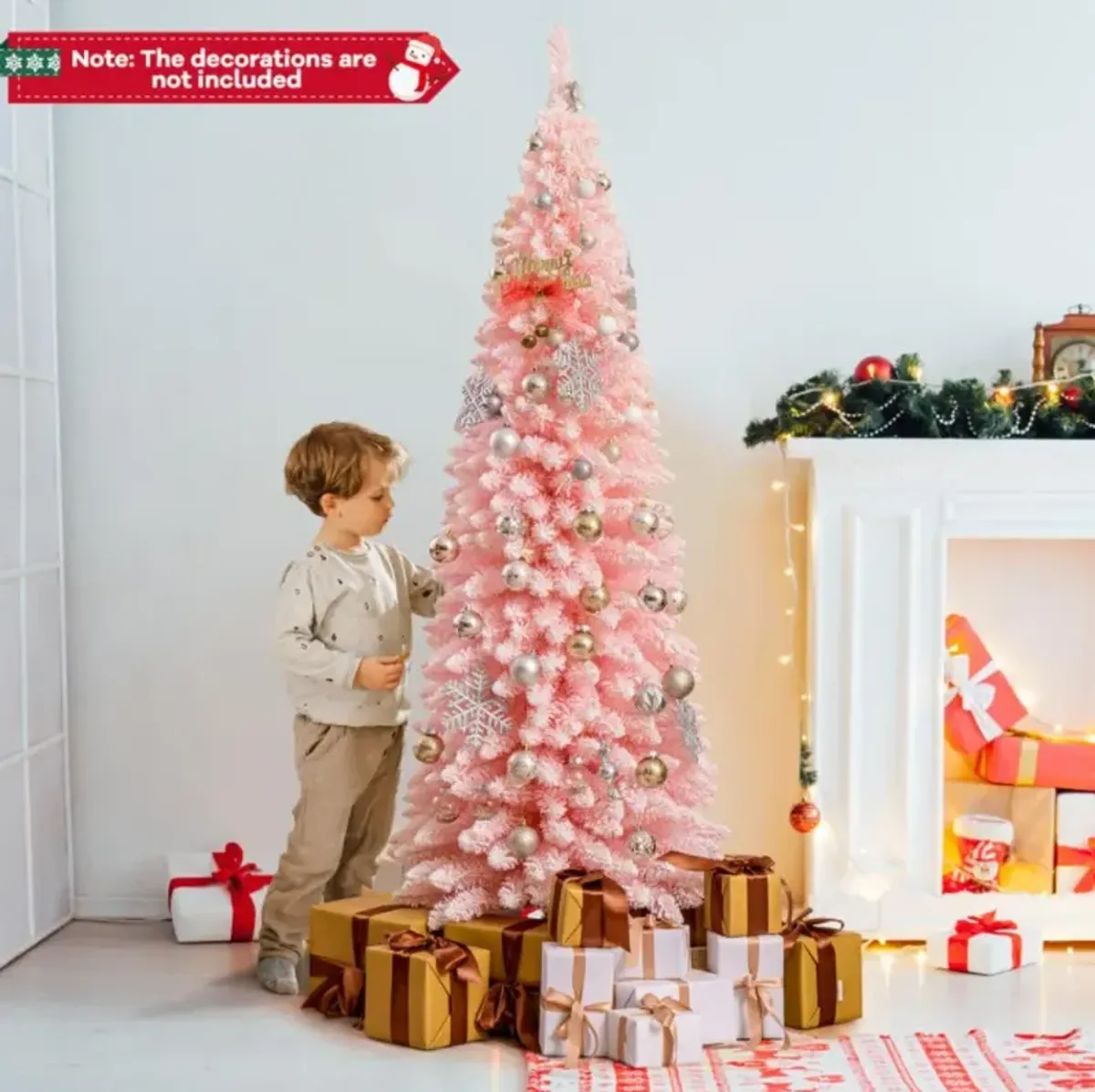 Hivvago 6 FT Artificial Pink Christmas Tree with 460 Branch Tips for Holiday