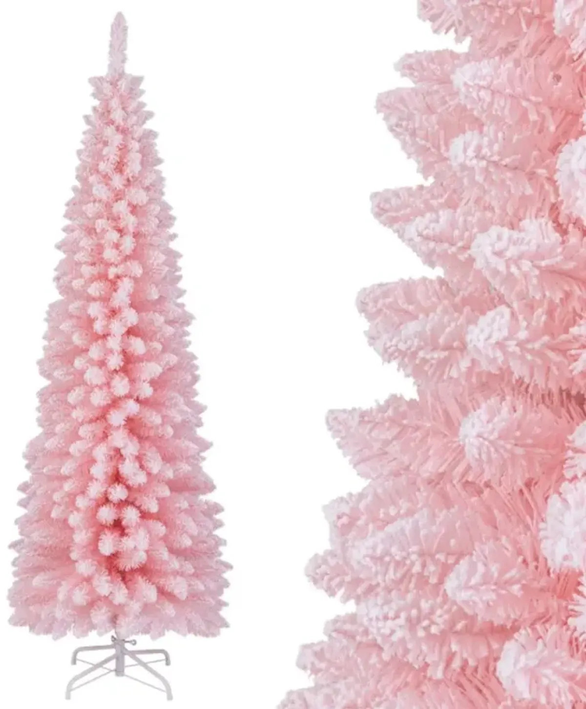 Hivvago 6 FT Artificial Pink Christmas Tree with 460 Branch Tips for Holiday