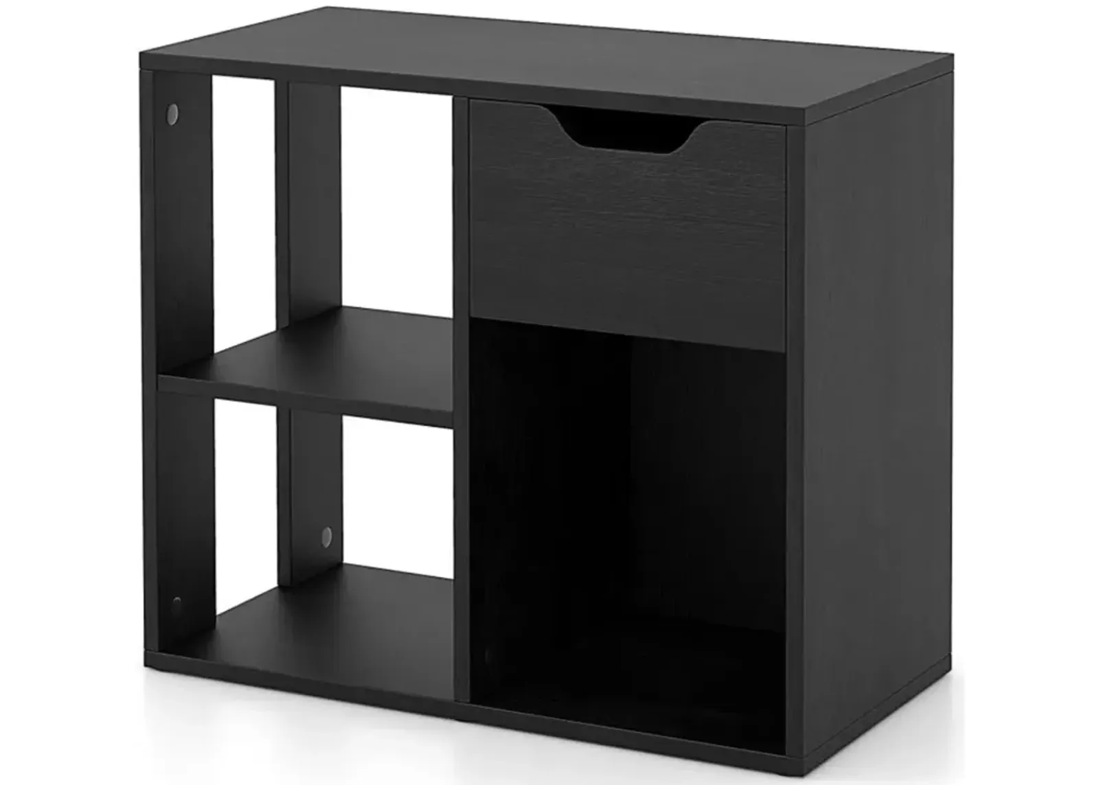 Hivvago 3-Cube Bookcase 2-tier Wooden Storage Shelf with Pull-out Drawer