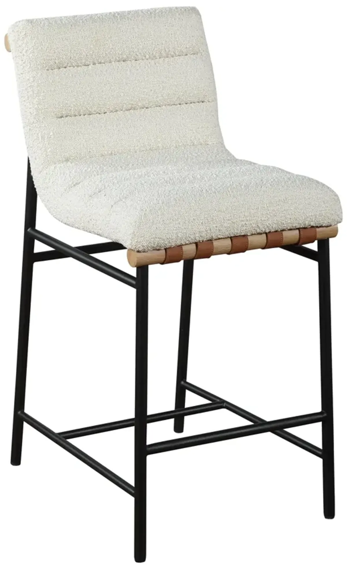 Lahni White Boucle Fabric Counter Height Chair
