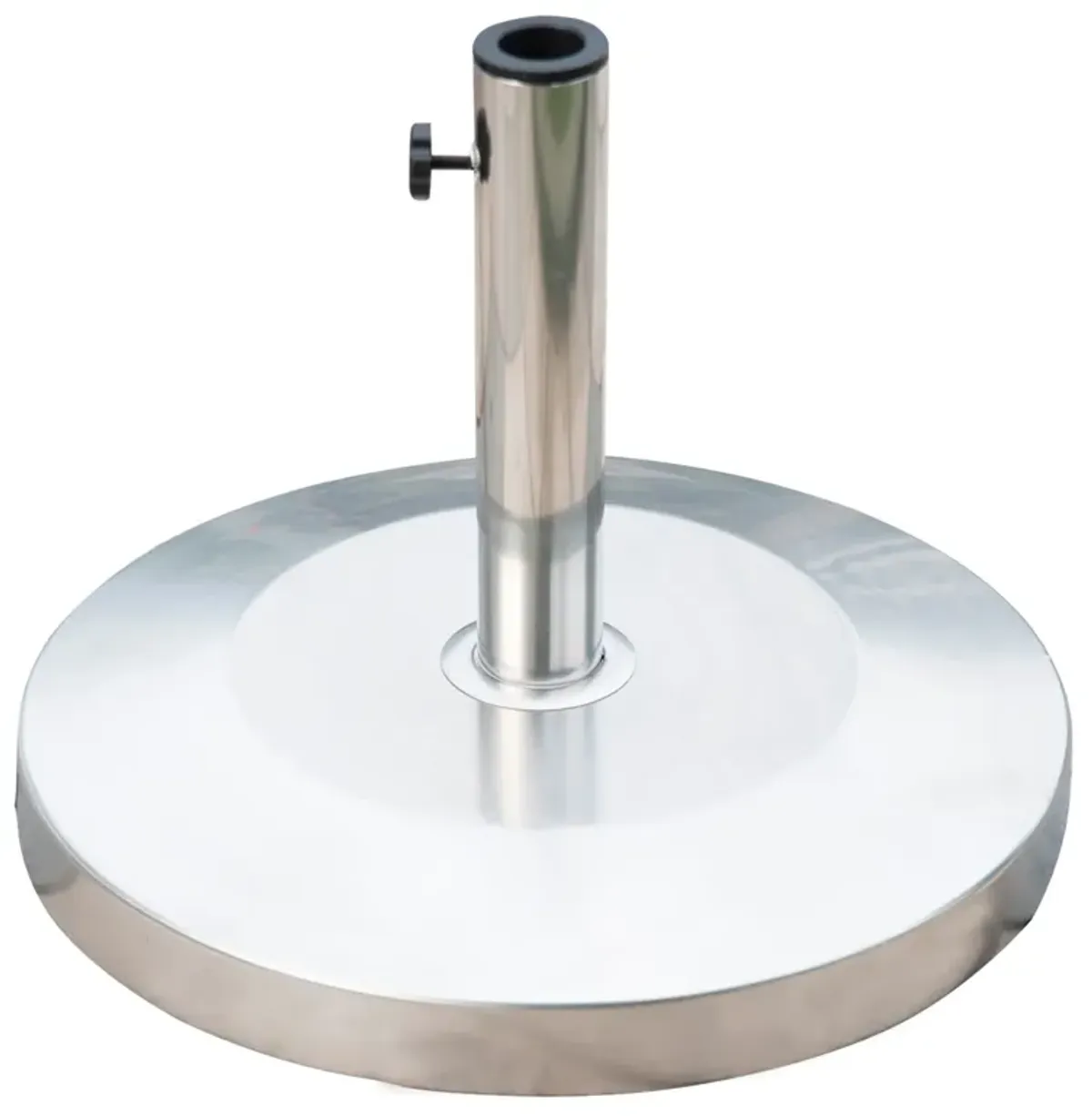 Outsunny 55lb Round Stainless Steel Outdoor Patio Umbrella Stand Base with Heavy Cement Bottom & Mirror Finish