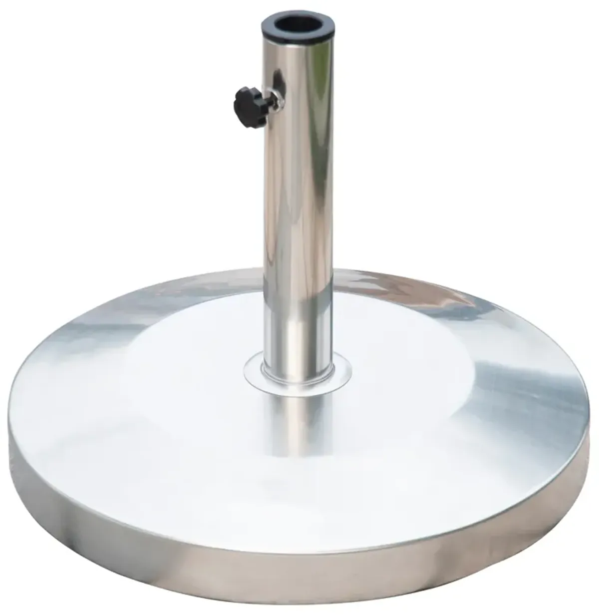 Outsunny 55lb Round Stainless Steel Outdoor Patio Umbrella Stand Base with Heavy Cement Bottom & Mirror Finish