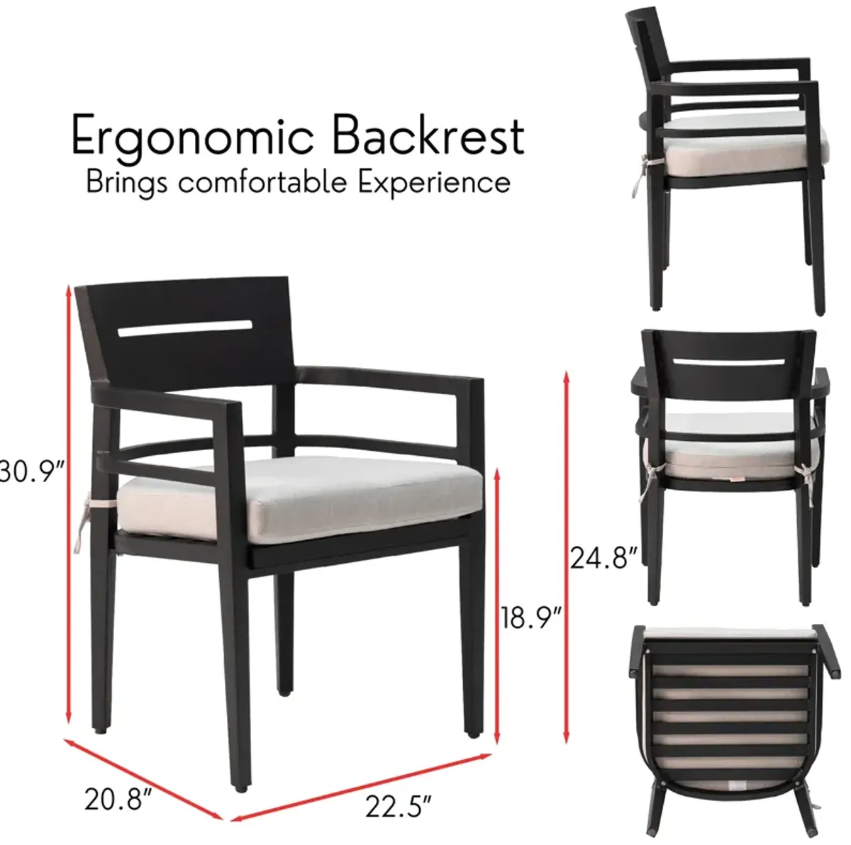 Modern 7-Piece Aluminum Patio Dining Set with Ergonomic Dining Chairs, Swivel Rockers, Fabric Cushions & Umbrella-Ready Rectangle Table