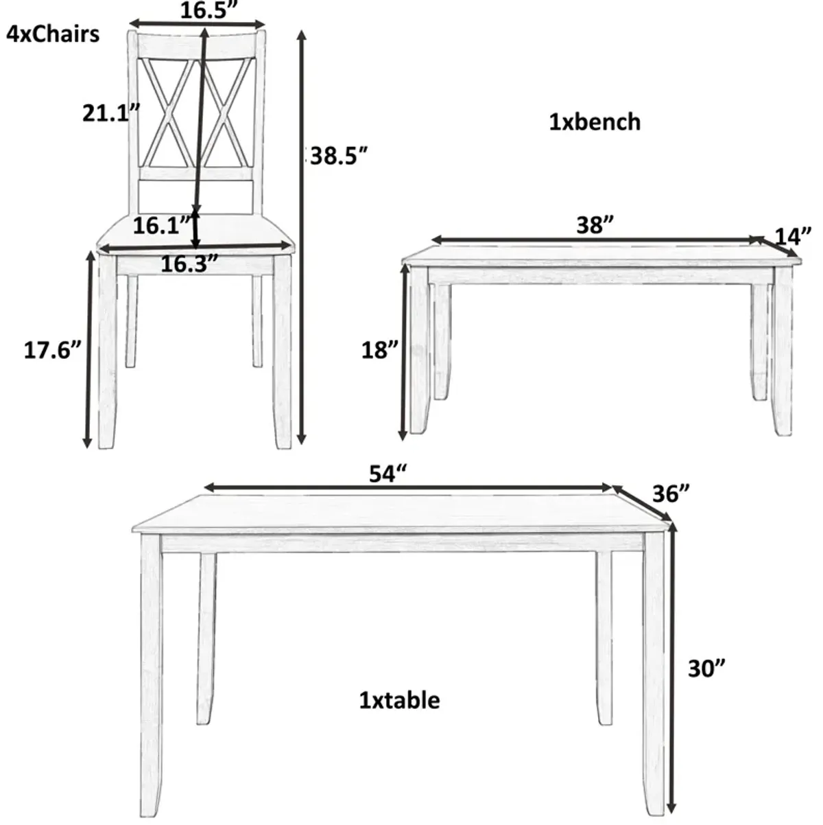 Merax Farmhouse 6-piece Wooden Dining Set