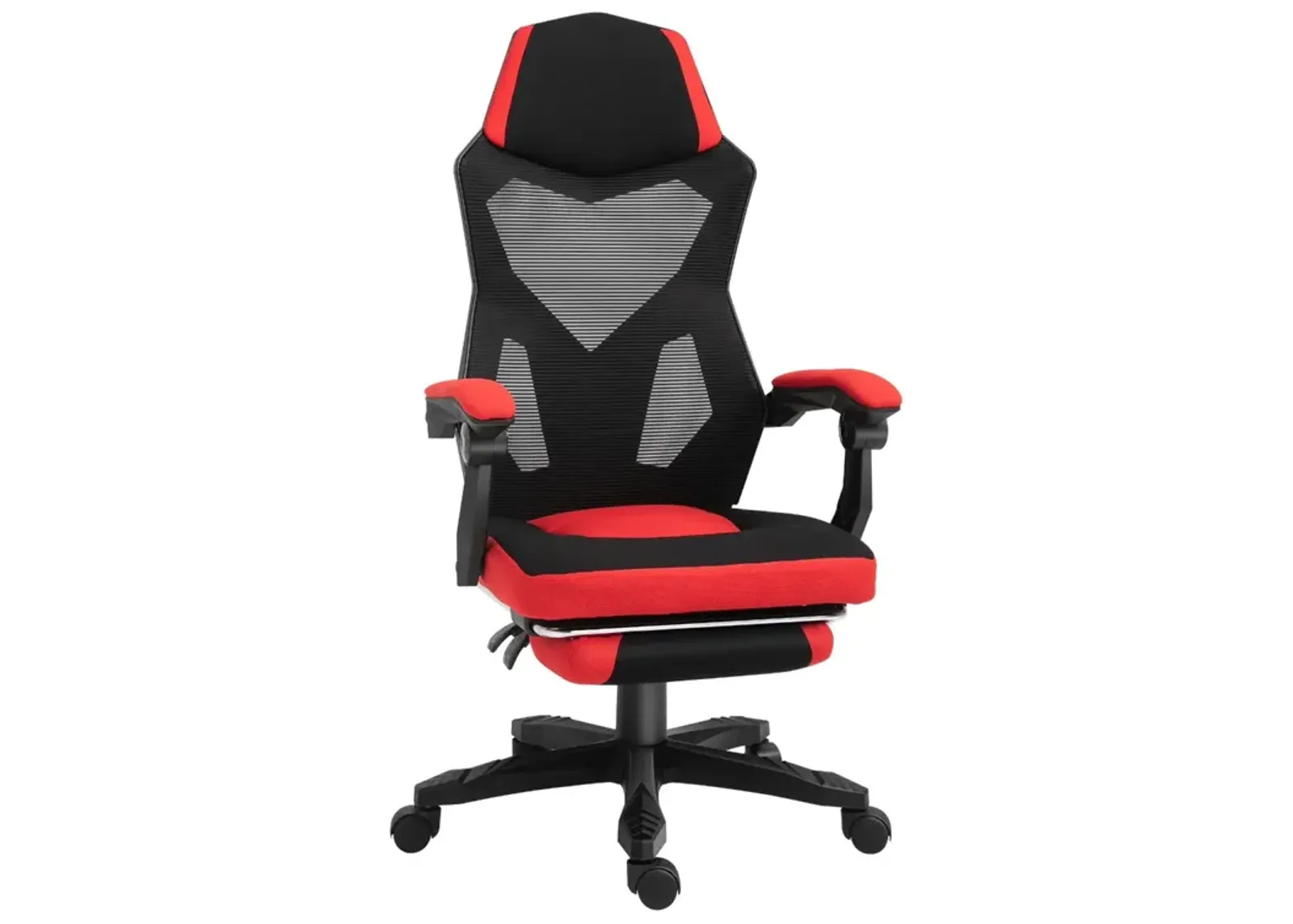 Red Ergonomic Task Chair: Mesh Office Chair with Retractable Footrest