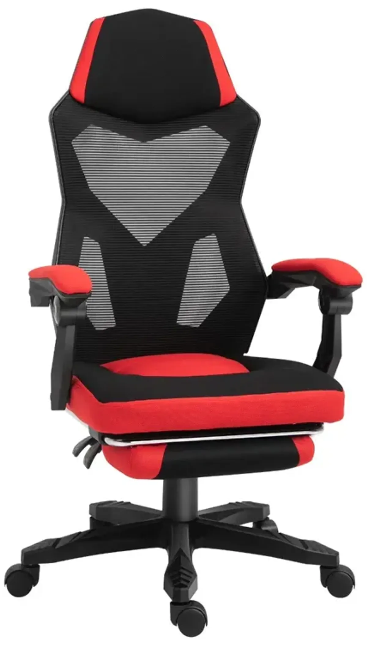 Red Ergonomic Task Chair: Mesh Office Chair with Retractable Footrest