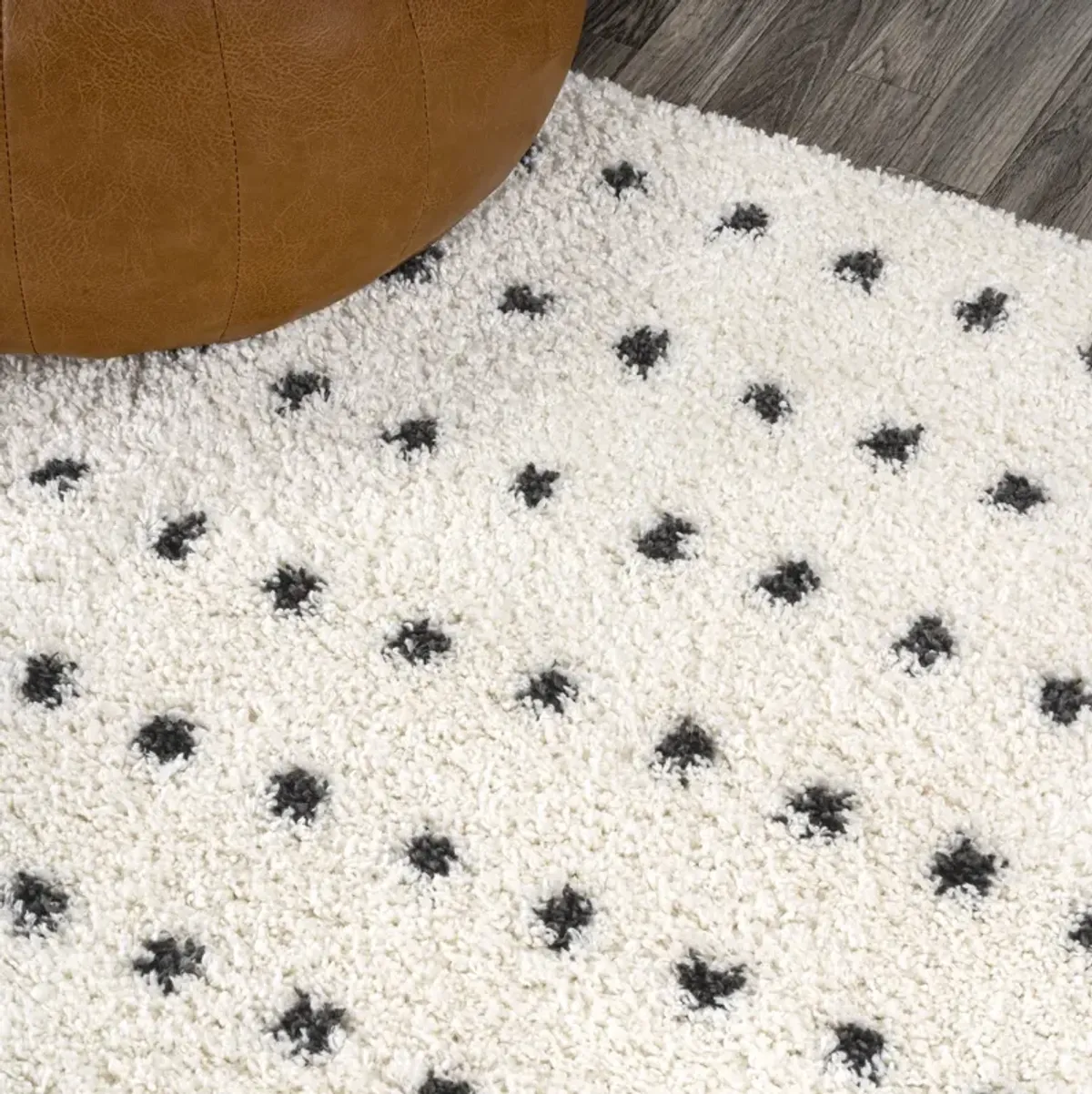 Pele Modern Geometric Dot Shag Area Rug