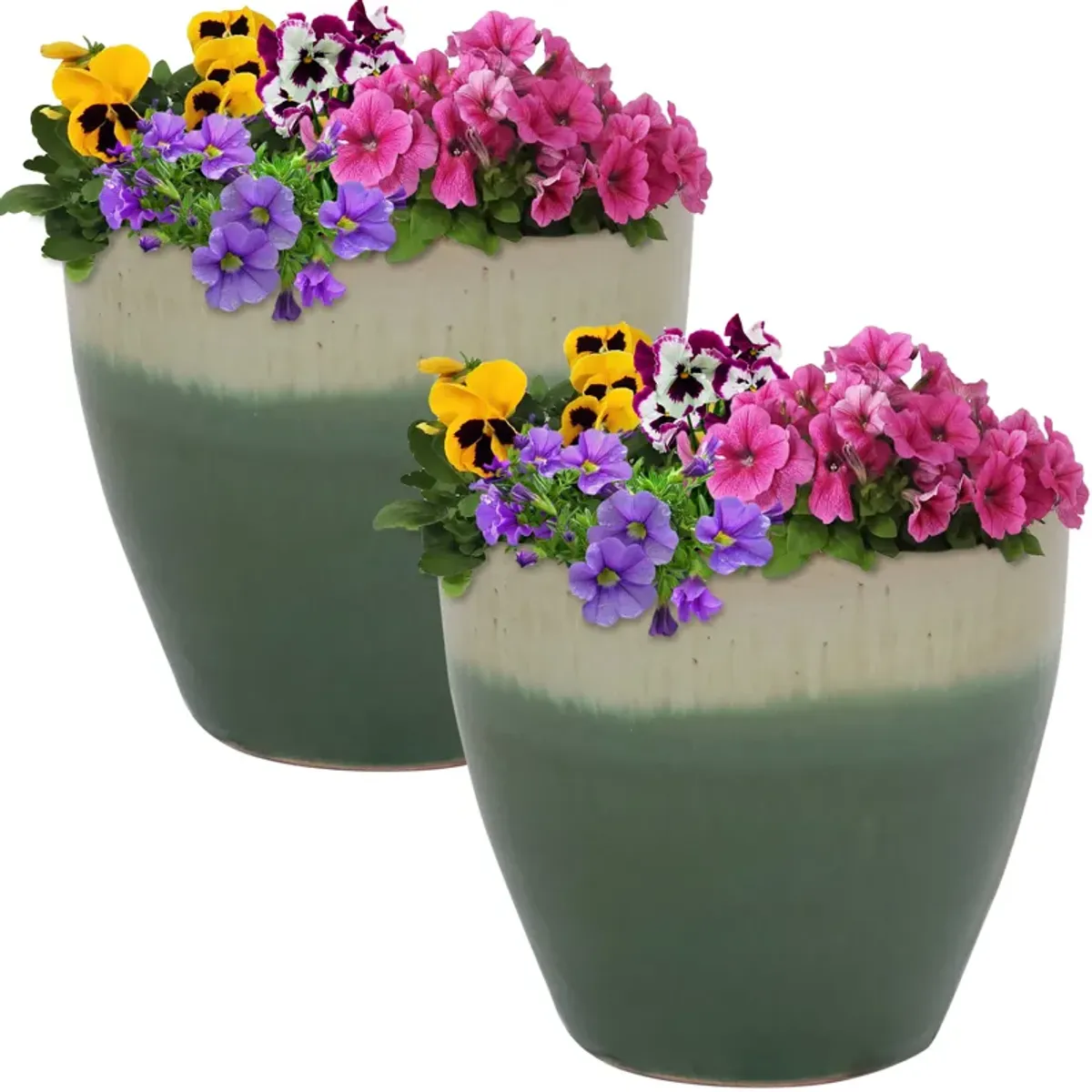 Sunnydaze Set of 2 Resort Glazed Ceramic Planters - 8"