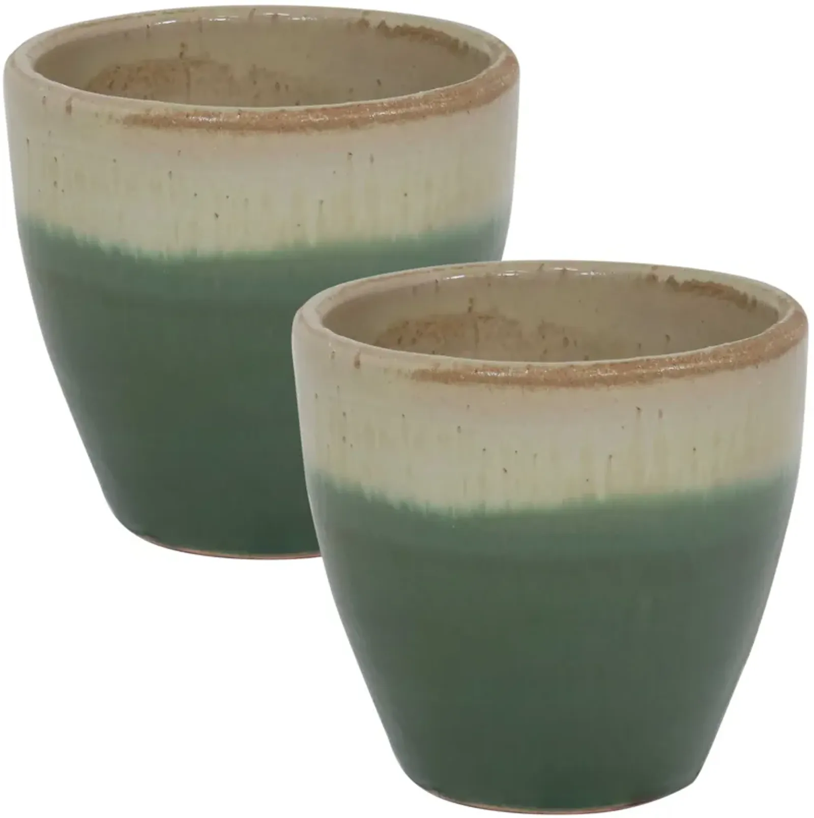 Sunnydaze Set of 2 Resort Glazed Ceramic Planters - 8"