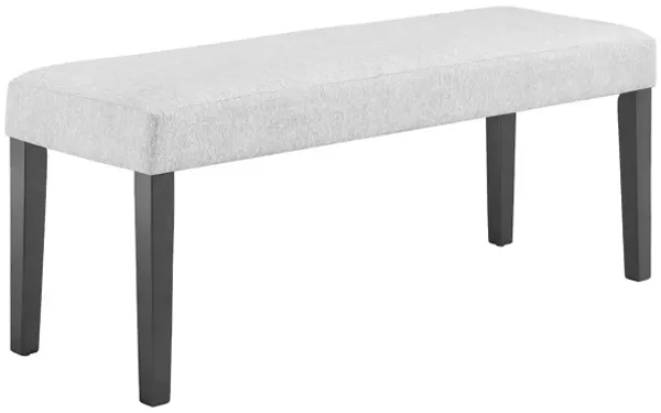 Brandon 46 Inch Bench, Wood Frame, Soft Cushion, White Fabric Upholstery - Benzara