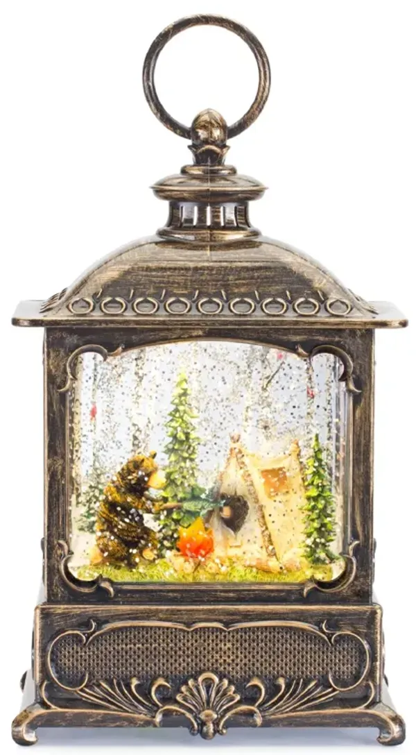 Snow Globe with Bear and Campfire for Cozy Winter Décor and Holiday Vibes