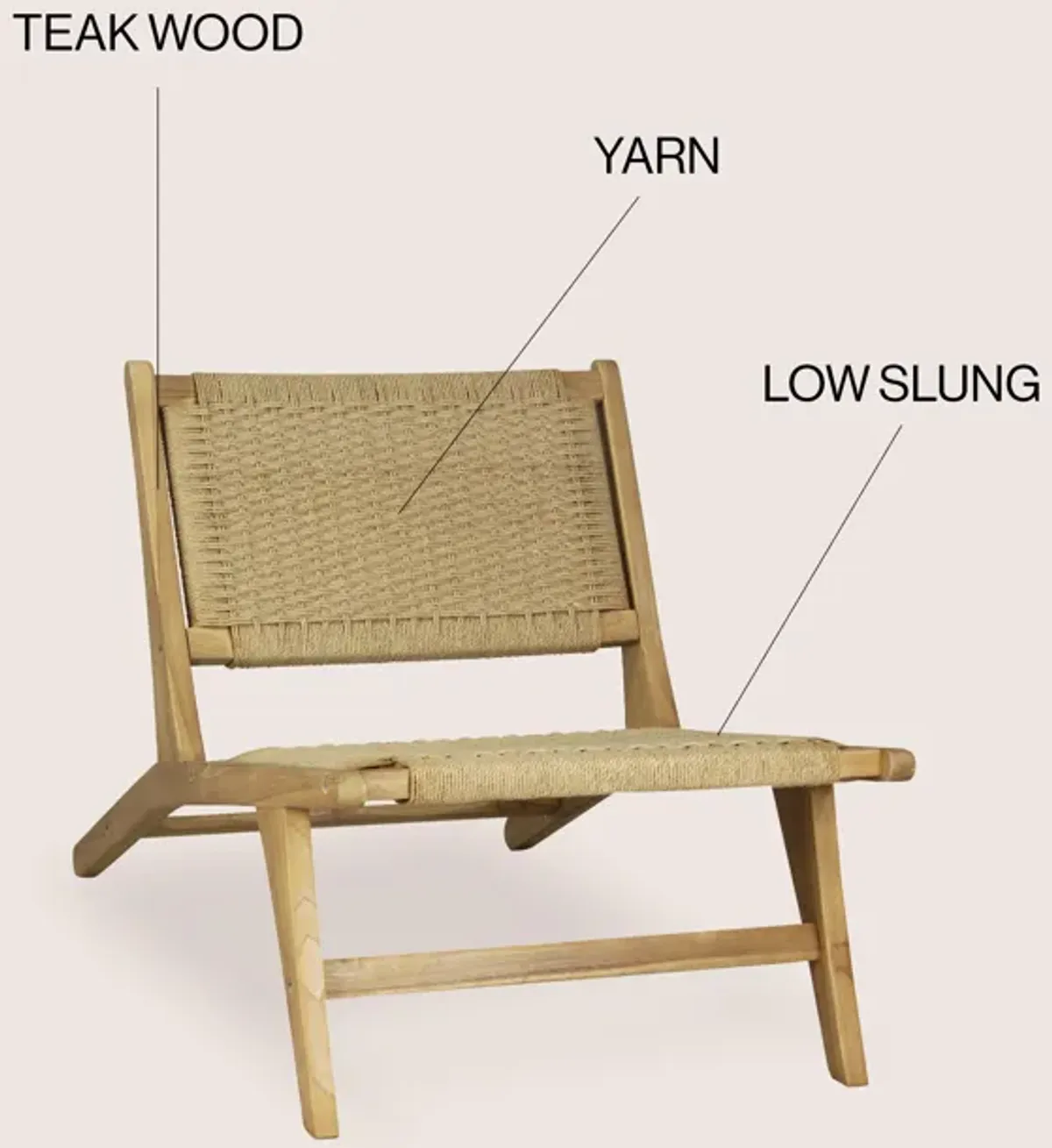 Parker Mid-Century Modern Woven Seagrass Wood Armless Lounge Chair