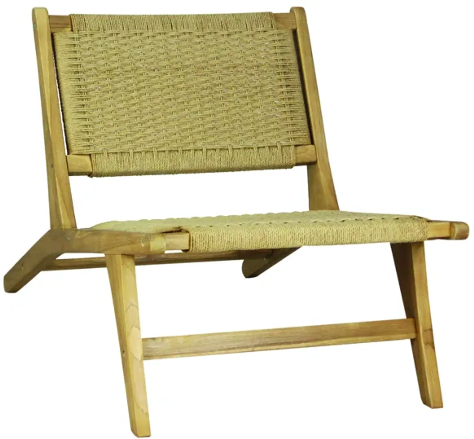 Parker Mid-Century Modern Woven Seagrass Wood Armless Lounge Chair