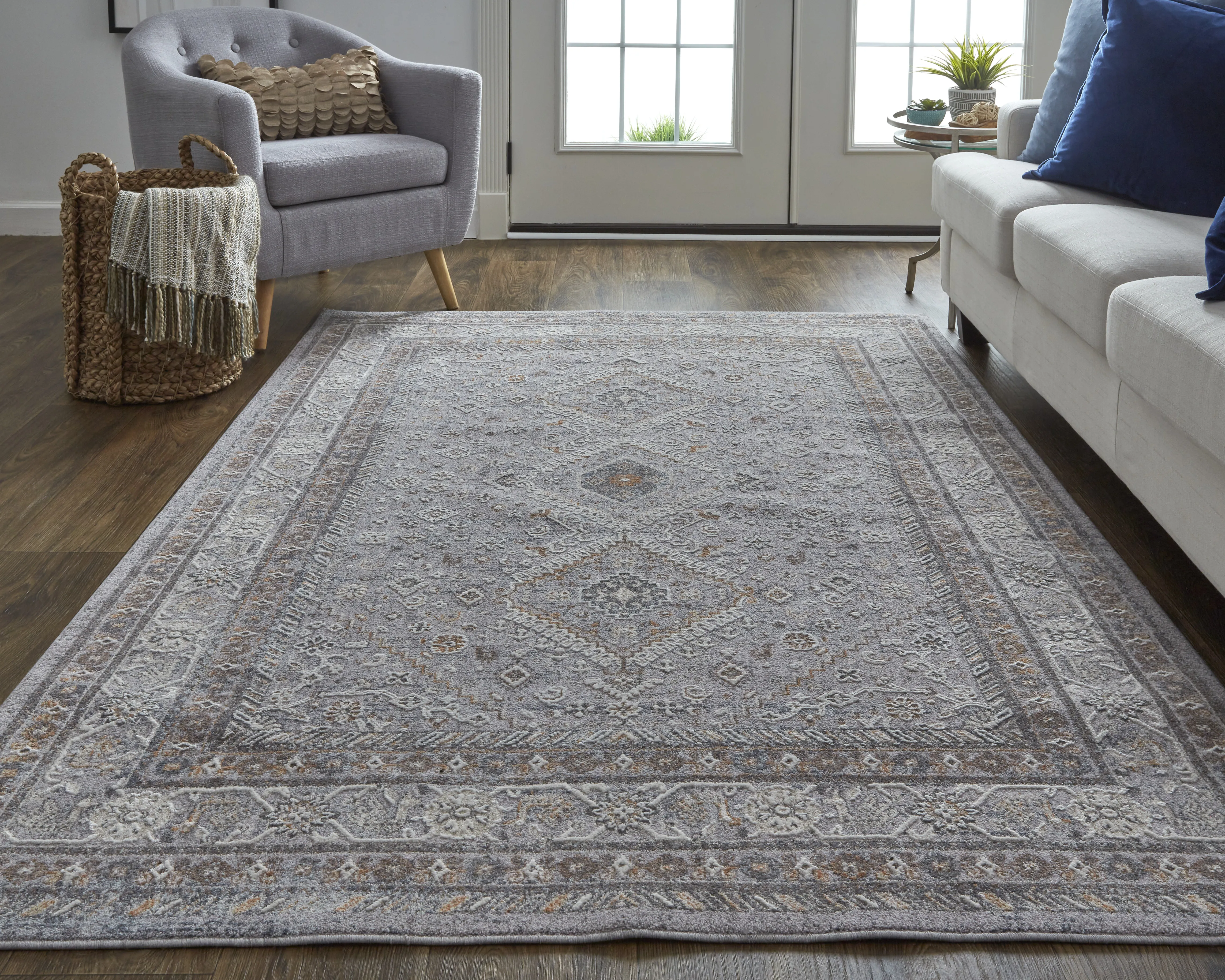 Francisco 39GBF Gray/Orange/Ivory 10' x 13' Rug