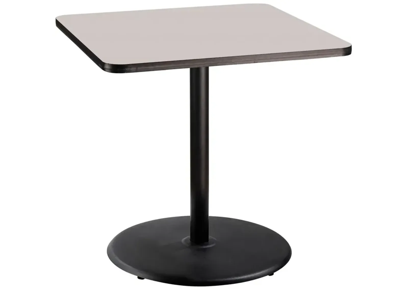 NPS® Café Table, 36" Square, Round Base, 36" Height, Particleboard Core/T-Mold - Grey