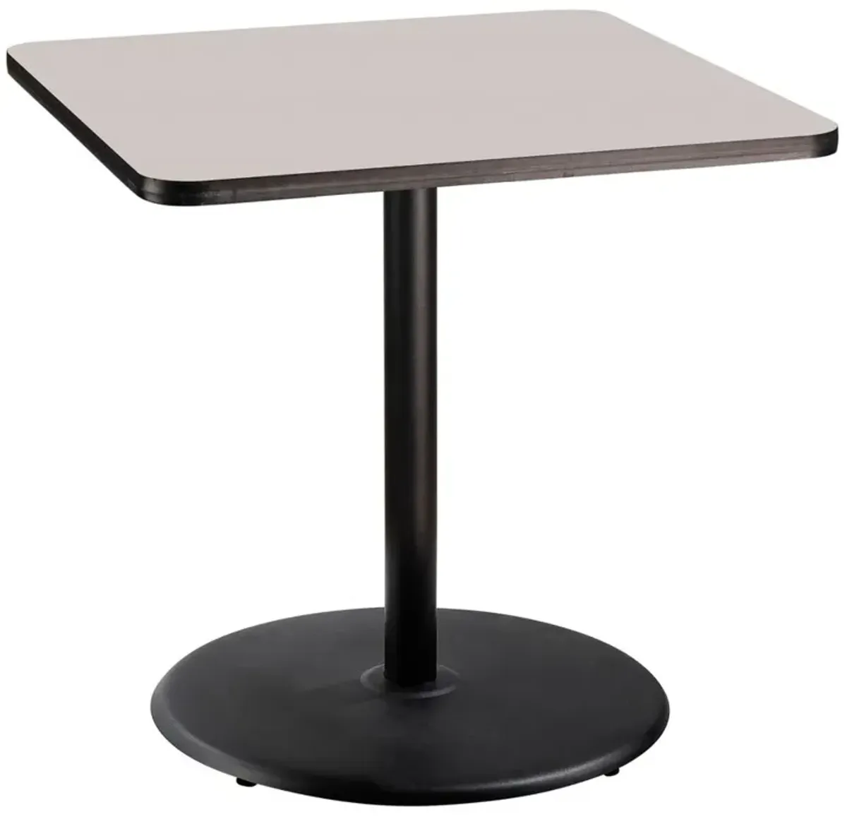 NPS® Café Table, 36" Square, Round Base, 36" Height, Particleboard Core/T-Mold - Grey