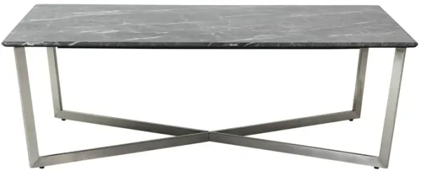Faux Marble Rectangular Coffee Table with Metal Frame for Modern Living Room Decor