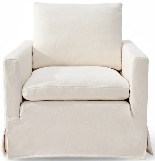 Beige Fabric Swivel Chair, Solid Wood, 32.67"D X 32.28"W X 32.67"H