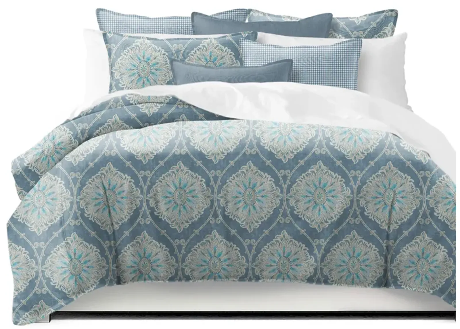 6ix Tailors Fine Linens Bellamy Blue Coverlet Set