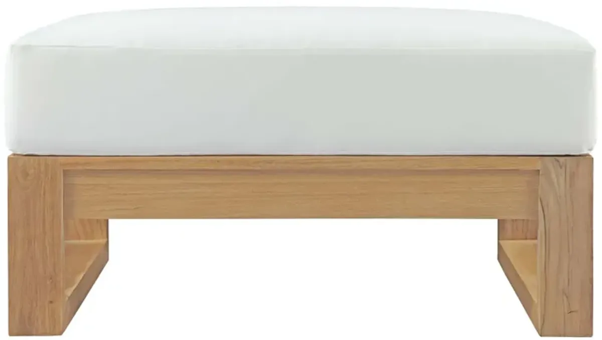 Upland Outdoor Patio Teak Ottoman In Natural White