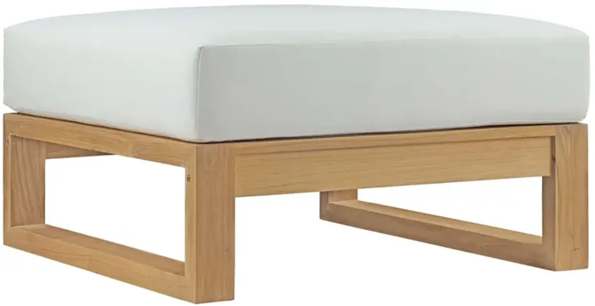 Upland Outdoor Patio Teak Ottoman In Natural White