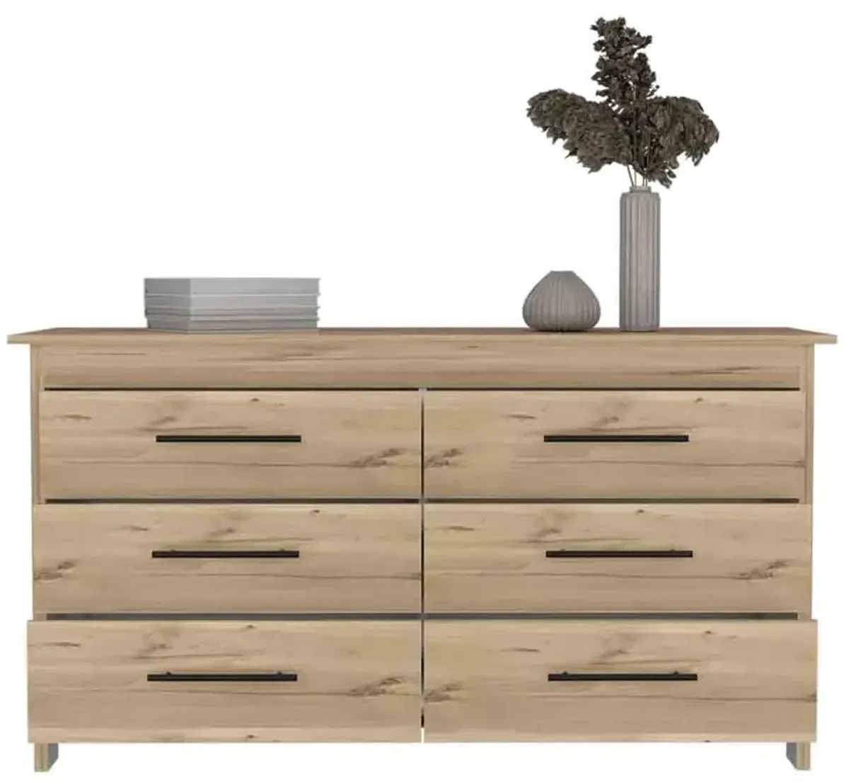 6 Drawer Double Dresser Wezz, Bedroom, Light Oak / White